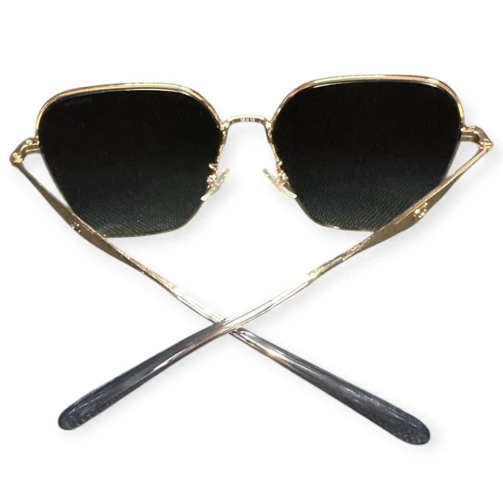 Coach Gold Sunglasses HC 7168‎ Shiny Rose Gold Metal Gray with Case Glam 145mm